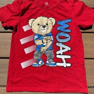 Slope Kids Boys Red Dabbing Bear Graphic T-Shirt Size 8/10 WOAH Tee